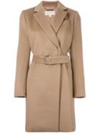 Michael Michael Kors Belted Short Coat, Women's, Size: 10, Brown, Wool/polyester/acrylic/spandex/elastane