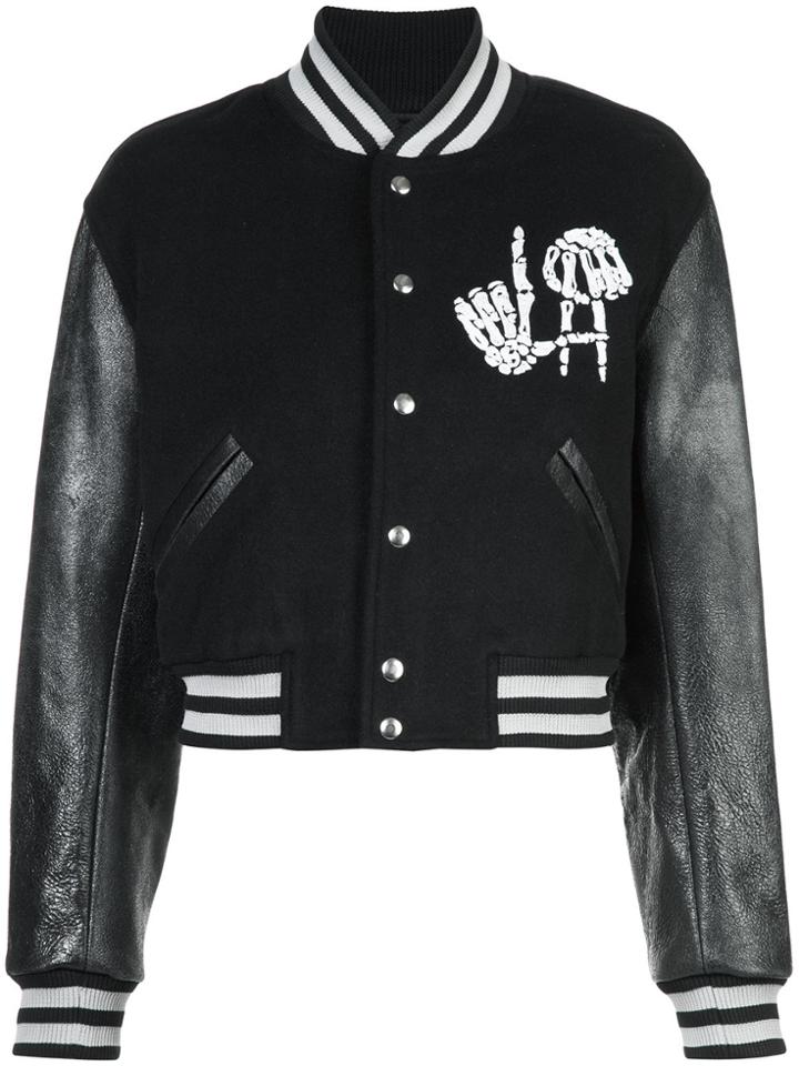 Adaptation Skeleton Hands La Print Bomber Jacket - Black