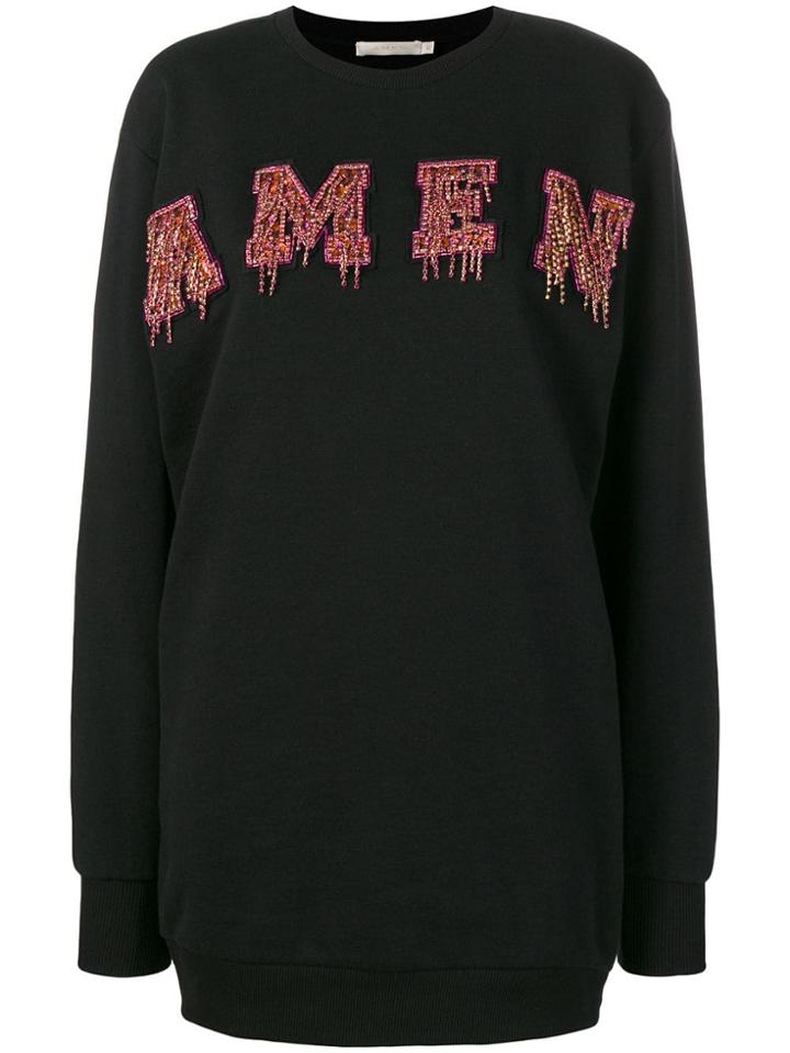Amen Bead Embellished Logo Sweatshirt - Black