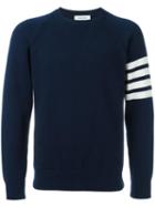 Thom Browne Striped Detail Jumper, Men's, Size: 4, Blue, Cashmere
