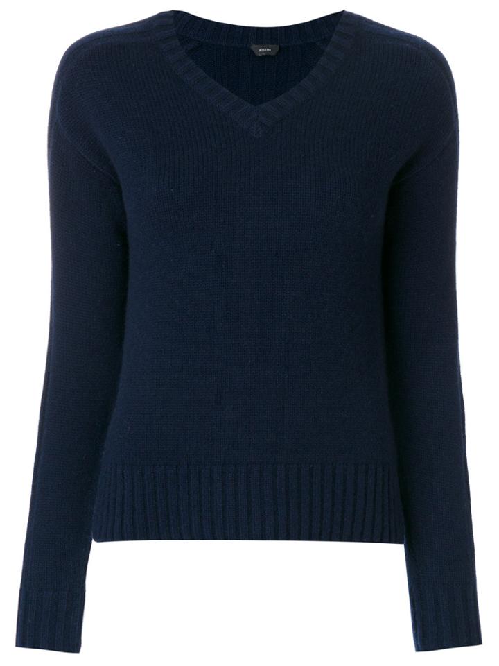 Joseph V-neck Cashmere Jumper - Blue