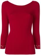 Twin-set Slim Fit Studded Top - Red