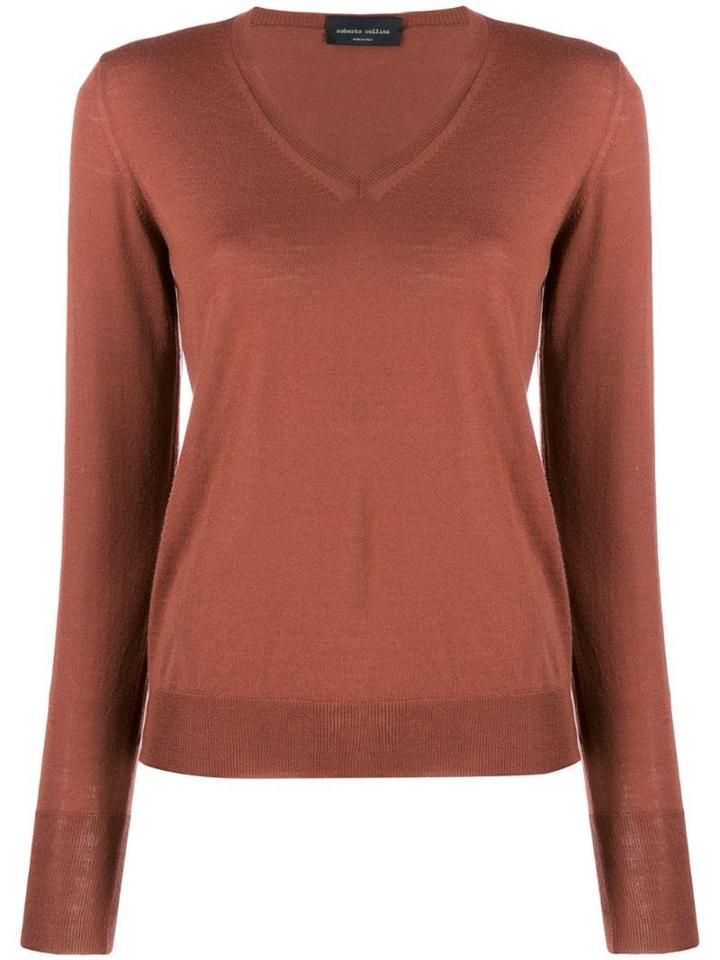 Roberto Collina Slim-fit V-neck Pullover - Brown