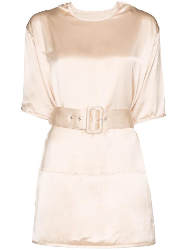Jil Sander Belted Satin Blouse - Pink