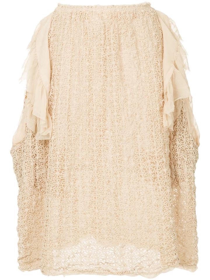 Comme Des Garçons Pre-owned Ruffle-trim Floral-embroidered Poncho -