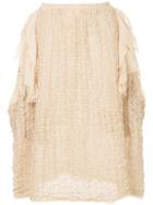 Comme Des Garçons Pre-owned Ruffle-trim Floral-embroidered Poncho -