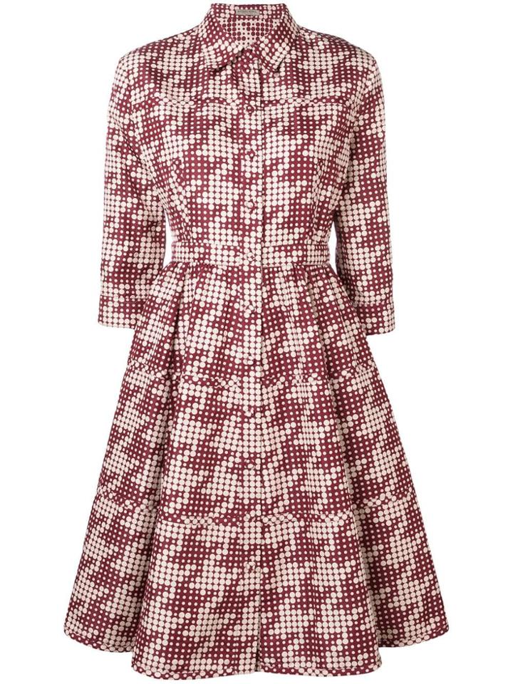 Bottega Veneta Dotted Pattern Shirt Dress - Red