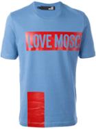 Love Moschino Logo Print T-shirt, Men's, Size: Medium, Blue, Cotton