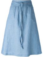 A.p.c. Belted Skirt, Women's, Size: 38, Blue, Linen/flax/cotton