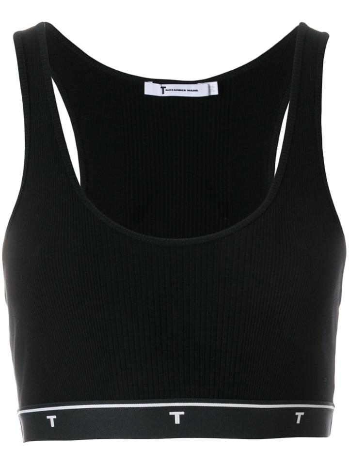 T By Alexander Wang Ribbed Crop Top - Black
