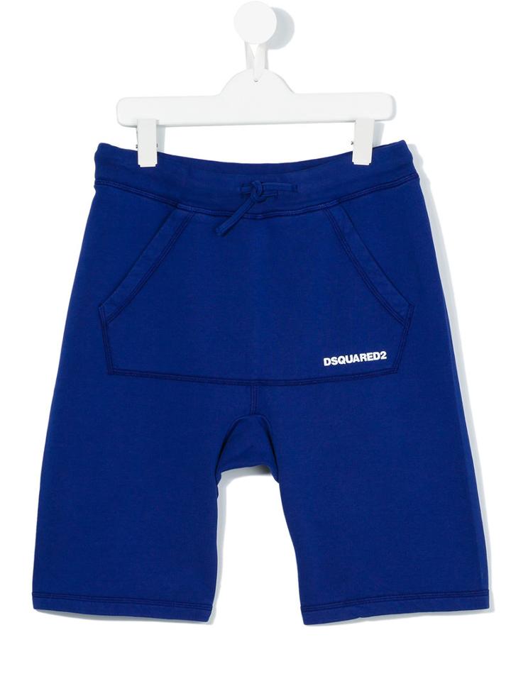 Dsquared2 Kids - Drop Crotch Track Shorts - Kids - Cotton - 16 Yrs, Girl's, Blue