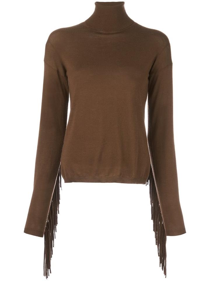 P.a.r.o.s.h. Fringed Back 'loris' Sweater, Women's, Size: Large, Brown, Cashmere/wool