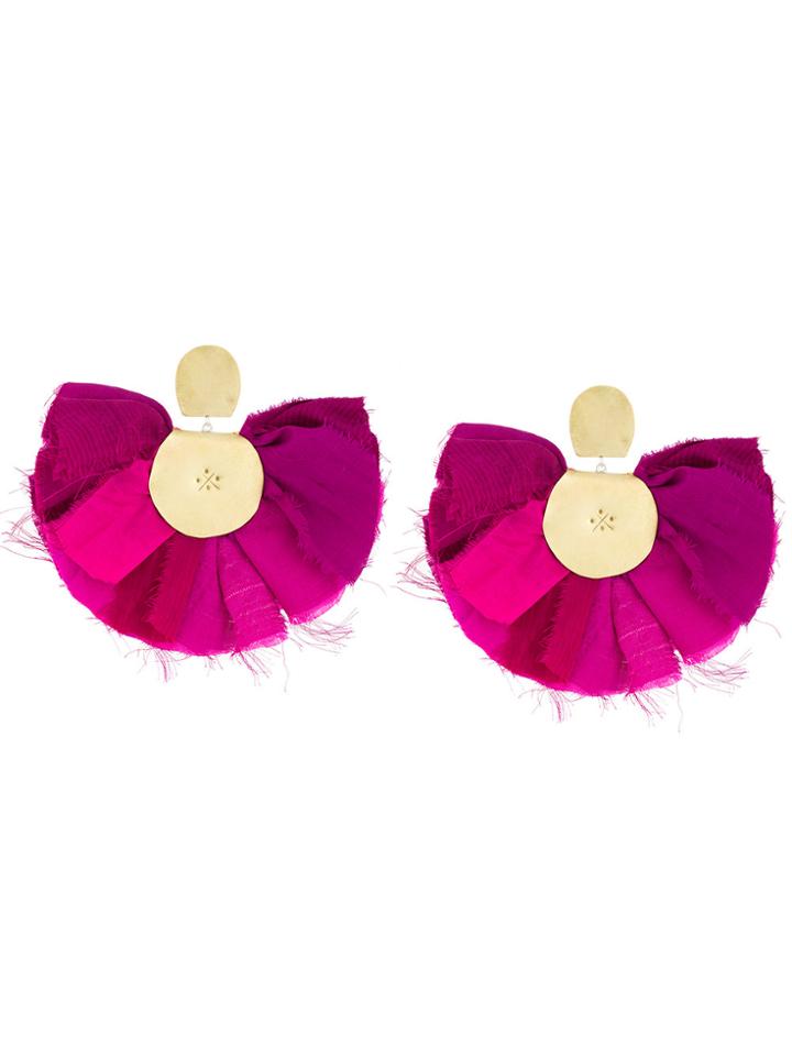 Katerina Makriyianni Round Fabric Earrings - Pink & Purple