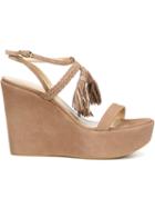 Stuart Weitzman Tasselmania Sandals, Women's, Size: 11, Nude/neutrals, Suede