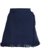 Derek Lam 10 Crosby Frayed A-line Skirt, Women's, Size: 4, Blue, Cotton/polyester