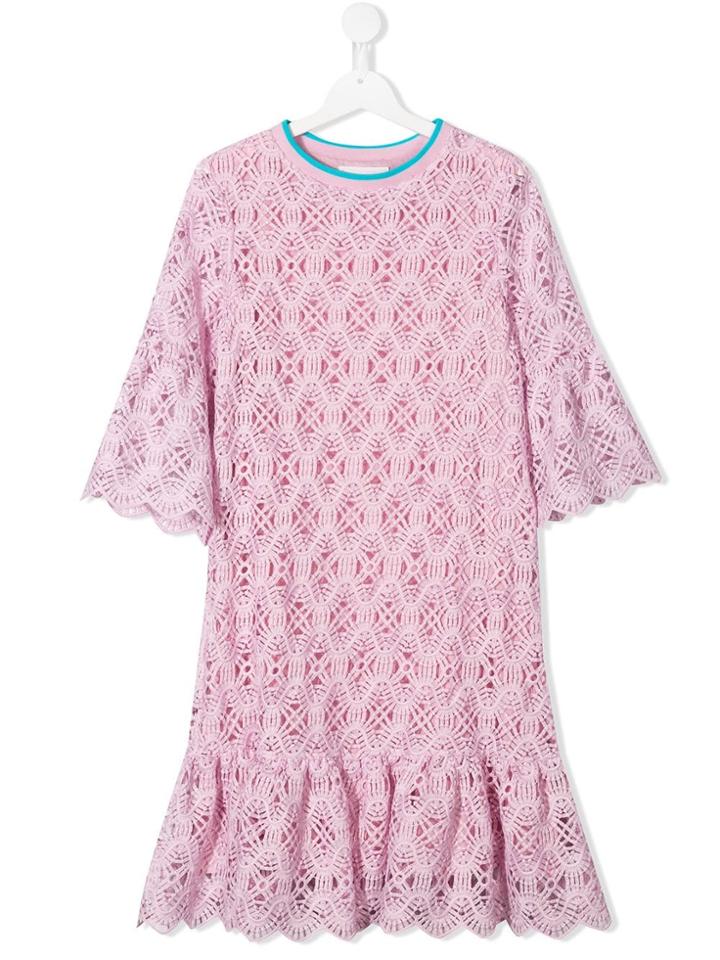 Alberta Ferretti Kids Crocheted Style Dress - Pink