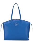 Versace Palazzo Medusa Curved Shoulder Bag, Women's, Blue, Calf Leather