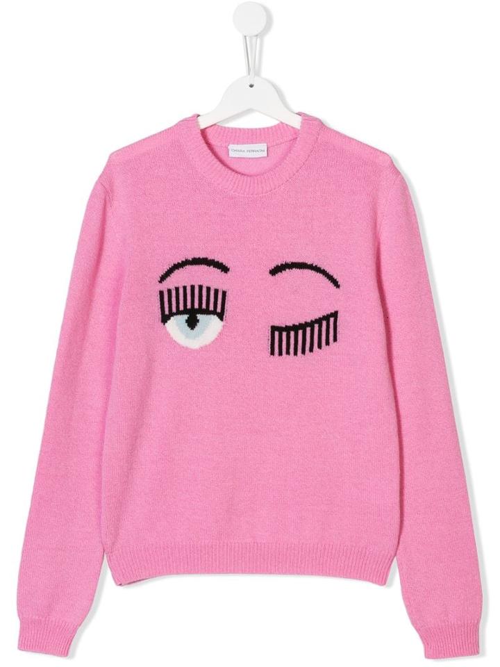Chiara Ferragni Kids Teen Wink Intarsia Jumper - Pink