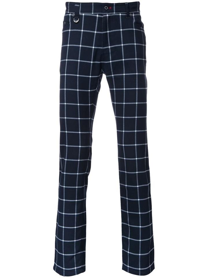 Guild Prime Checked Slim Fit Trousers, Men's, Size: 3, Blue, Polyester