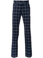 Guild Prime Checked Slim Fit Trousers, Men's, Size: 3, Blue, Polyester