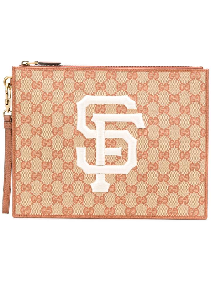 Gucci Gg Supreme Clutch Bag - Brown