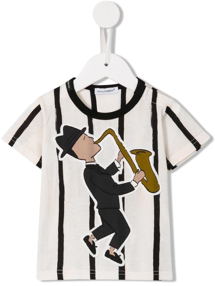 Dolce & Gabbana Kids Saxophonist Print T-shirt, Boy's, Size: 18-24 Mth, Nude/neutrals