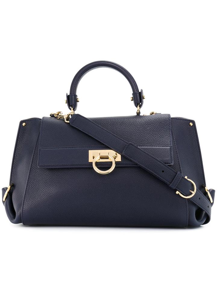 Salvatore Ferragamo - Gancio Tote Bag - Women - Leather - One Size, Blue, Leather