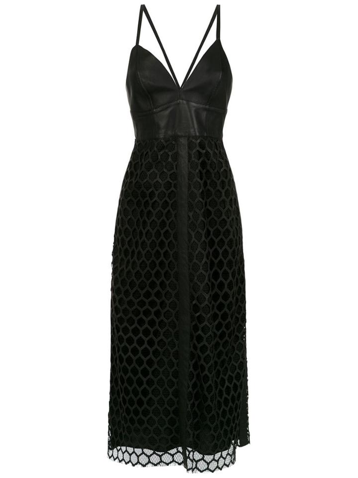 Cruise Leather Midi Geo Dress - Black