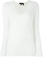 Theory V-neck Sweater, Women's, Size: Medium, White, Cashmere