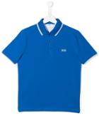 Boss Kids Teen Logo Embroidered Polo Shirt - Blue