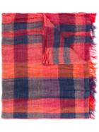 Y's Checked Scarf - Red