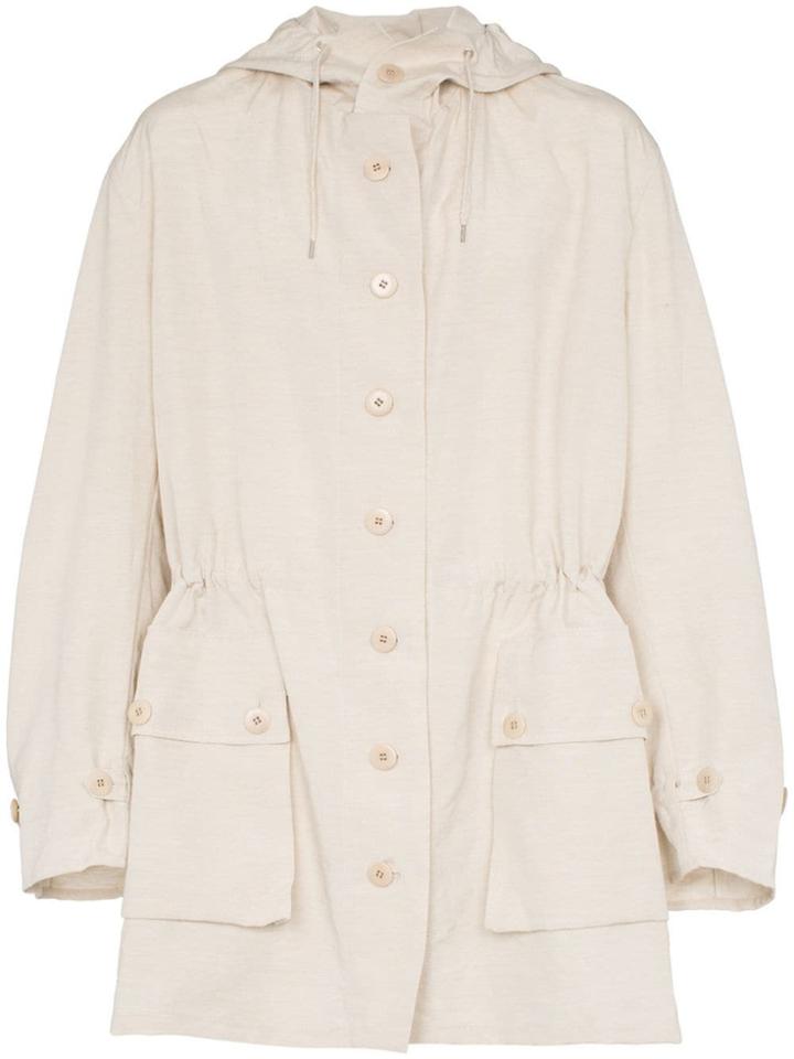 Jacquemus Oversized Hooded Linen Blend Parka - Neutrals