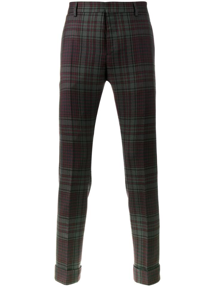 Valentino Checked Slim-fit Trousers - Green