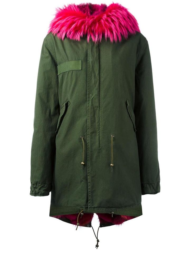 Mr & Mrs Italy Fur Lined Parka, Women's, Size: Small, Green, Cotton/lamb Skin/coyote Fur/racoon Fur