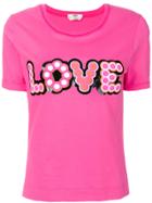 Fendi Love-appliqué T-shirt - Pink & Purple