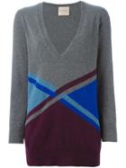 Erika Cavallini Semi Couture Intarsia V-neck Sweater