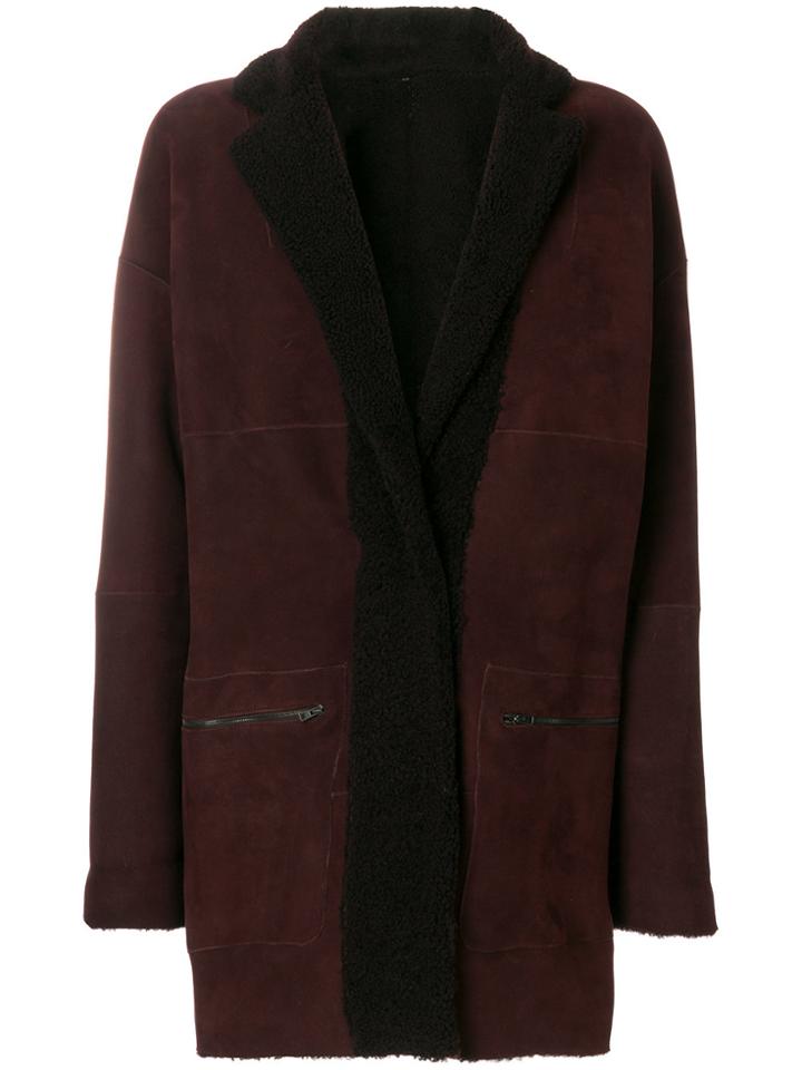 Liska Shearling Coat - Red