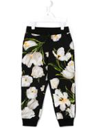 Dolce & Gabbana Kids Floral Print Track Pants, Girl's, Size: 12 Yrs, Black