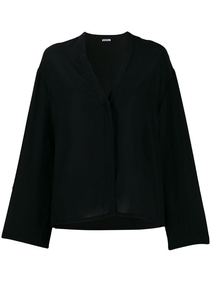 Barena Flared V-neck Blouse - Black