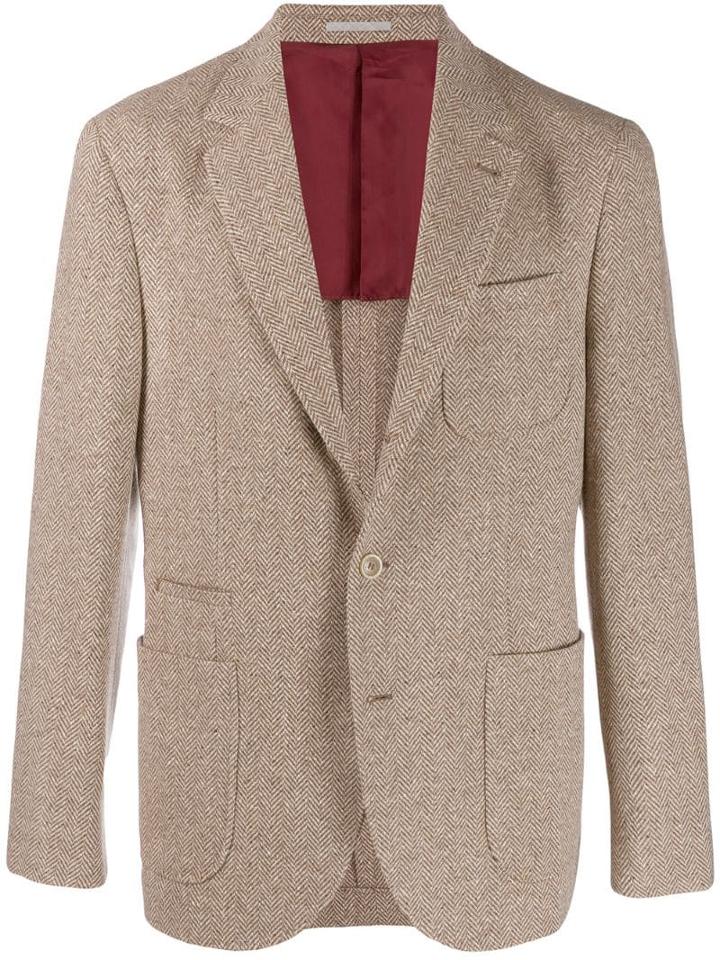 Brunello Cucinelli Zigzag Pattern Blazer - Neutrals