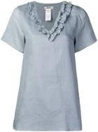 Max Mara Ruffle Collar Shirt - Blue