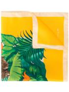 Kiton - Jungle Print Pocket Square - Men - Silk - One Size, Yellow/orange, Silk