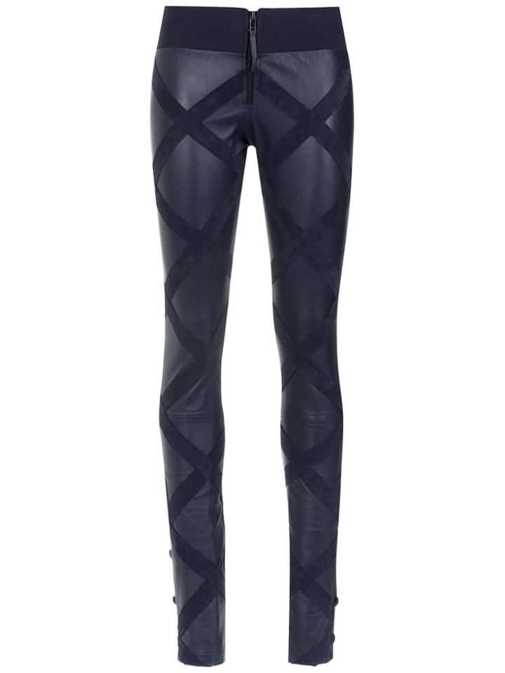 Andrea Bogosian Panelled Leather Skinny Trousers - Blue