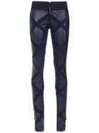 Andrea Bogosian Panelled Leather Skinny Trousers - Blue