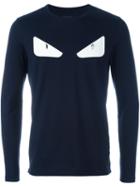 Fendi Bag Bugs Long Sleeved T-shirt, Men's, Size: 46, Blue, Cotton/lamb Skin
