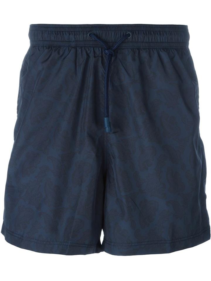 Etro Paisley Print Swim Shorts, Men's, Size: Large, Blue, Nylon