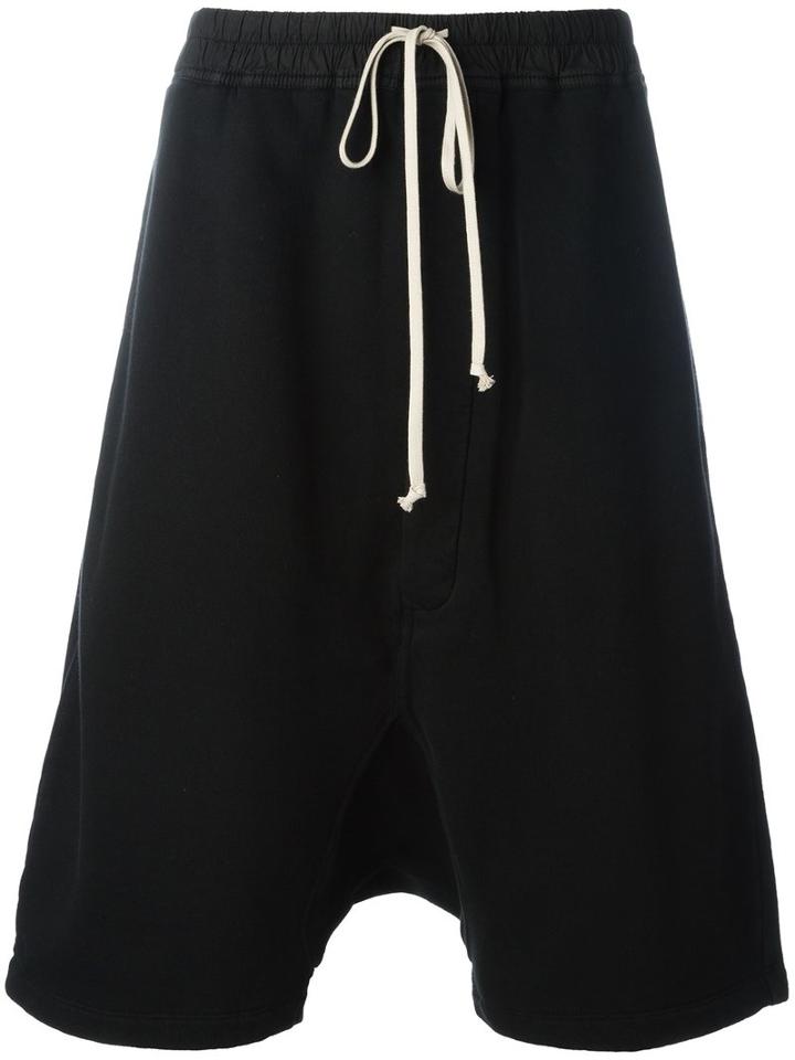 Rick Owens Drkshdw Drawstring Drop-crotch Shorts, Men's, Size: Large, Black, Cotton