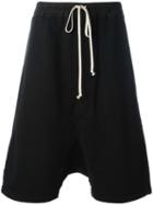 Rick Owens Drkshdw Drawstring Drop-crotch Shorts, Men's, Size: Large, Black, Cotton