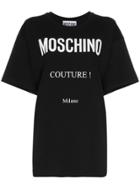 Moschino Boxy Logo Print Cotton Short Sleeve T Shirt - Black