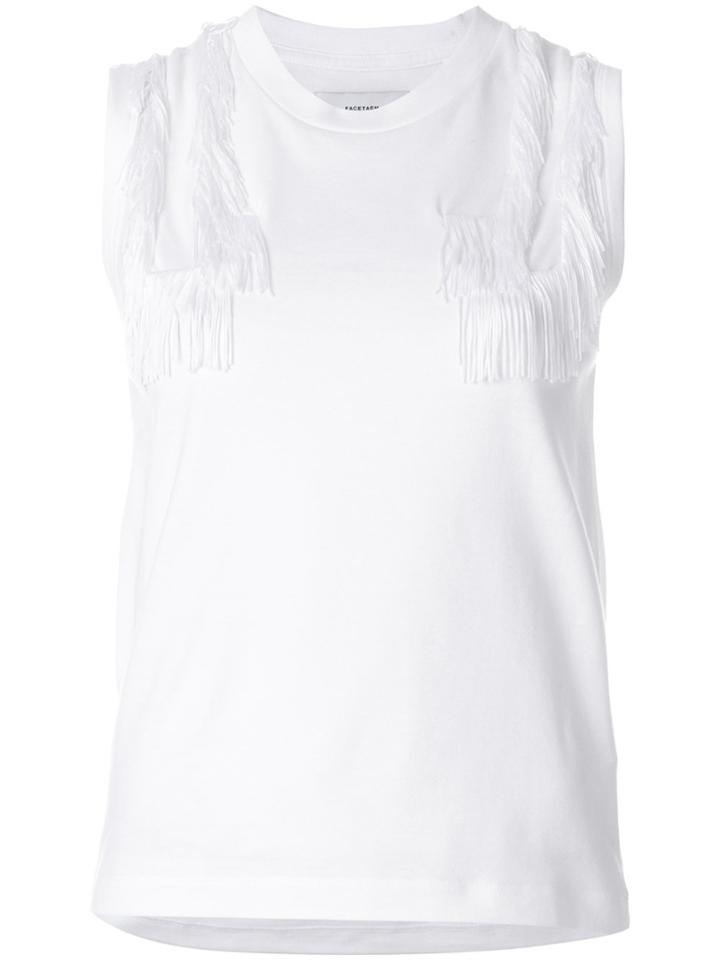 Facetasm Fringed Tank Top - White